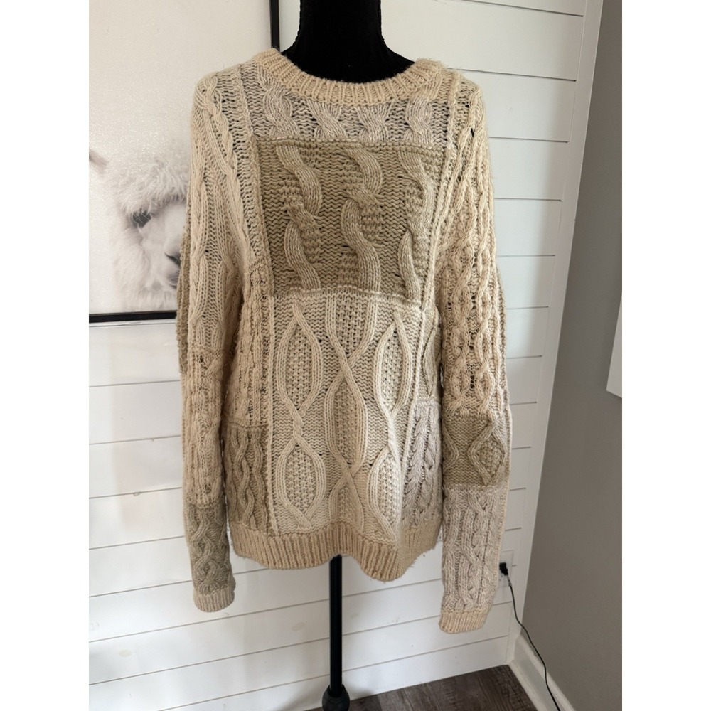 Artisan de Luxe Anthropologie Chunky Oversized Knit Sweater Small Beige Tan